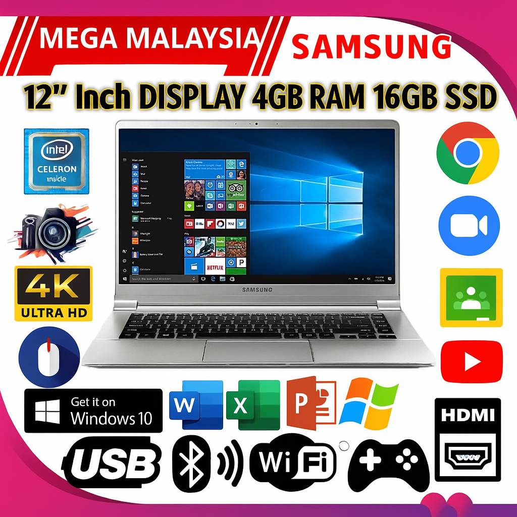 Ultra Samsung Window Intel Celeron ll 4GB RAM 16GB SSD 11.6 Display Size Business Laptop