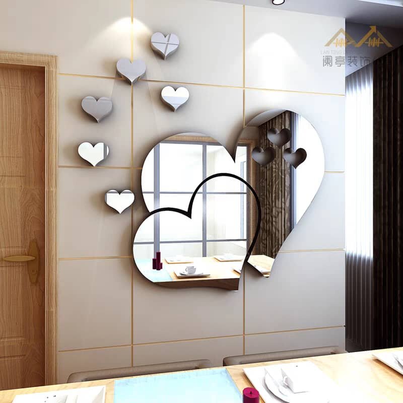 Set Mirror Arcylic 3D Wall Decor /Cermin sticker Hiasan Dinding