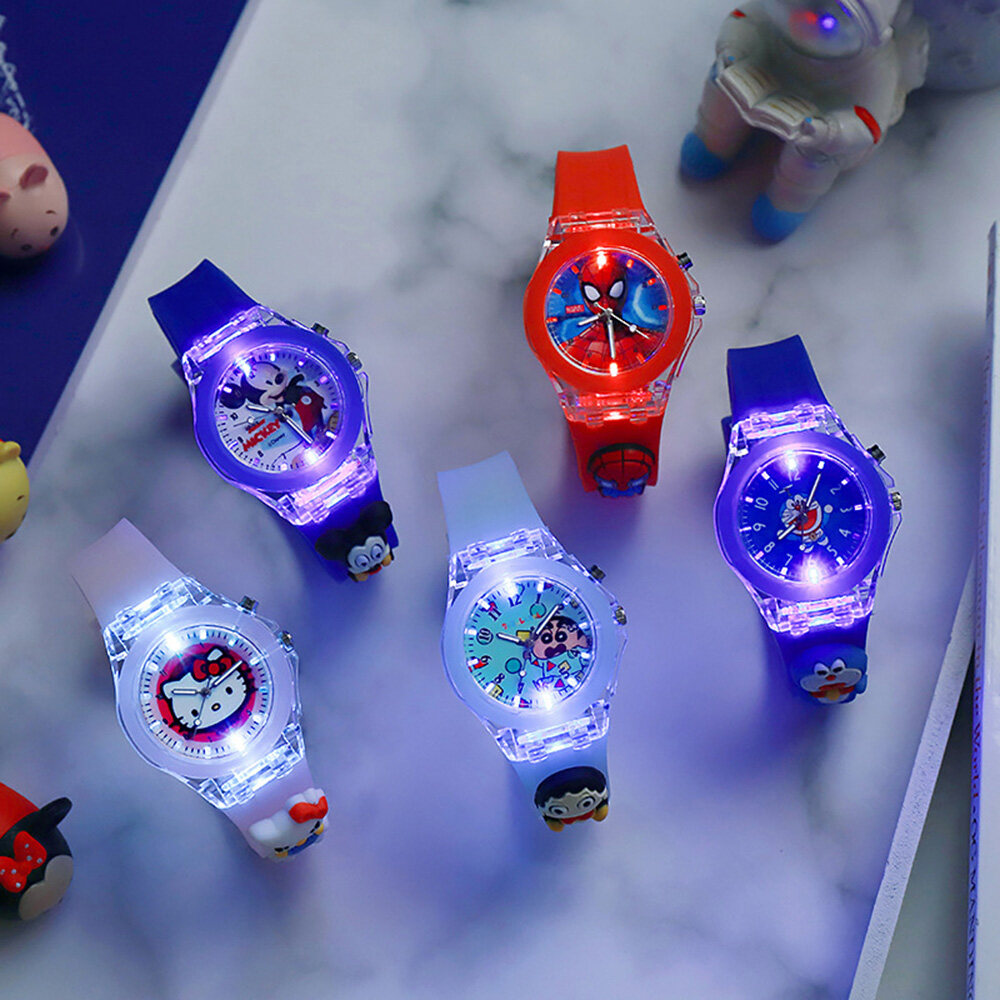 [Ready Stock]Cartoon Children's Doll Watch Silicone Luminous Primary School Boys and Girls Quartz Watch