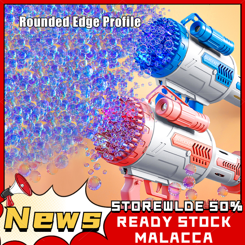 [Fast Ship]Kids Automatic Gatling Bubble Gun Toys Soap Water Bubble Machine Indoor&Outdoor Play with LED Light Electric Bubble Machine Bubble Pistol For Children Gift Toys Buih Mainan / Permainan Kana