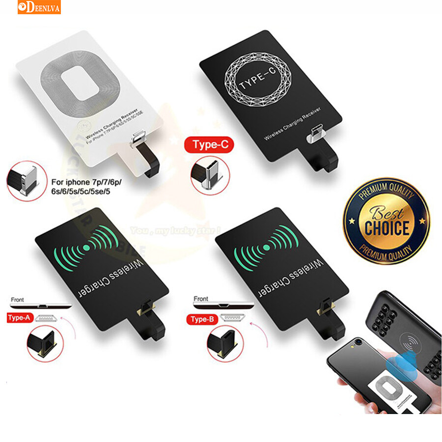 Wireless Charging Receiver Wireless Charging Pad Adapter Wireless Charger Patch for Type C Android IPhone Mobile Phone