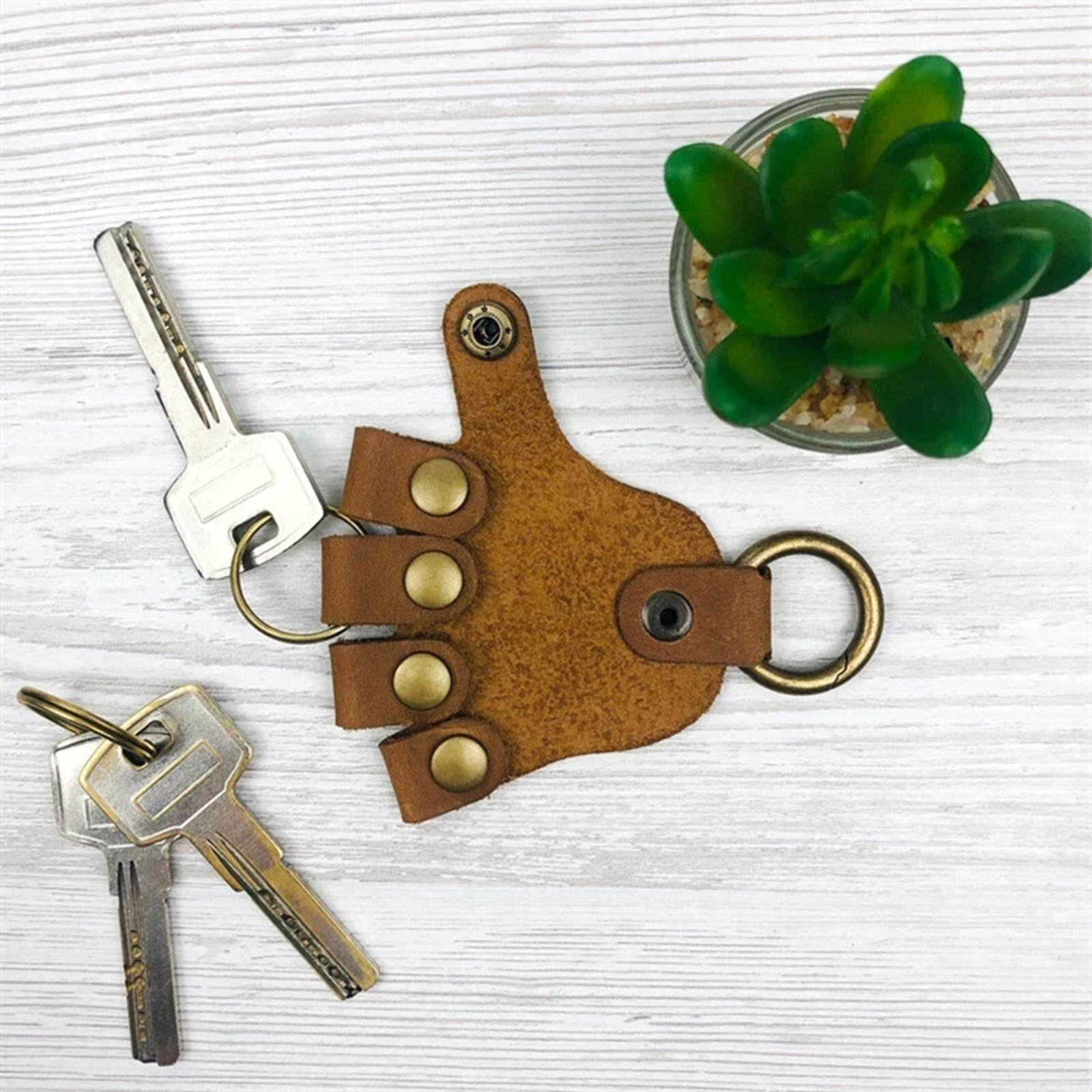 footful Rock Hand Finger Keychain Clip Key Chain PU Leather Holder for Teen Adults