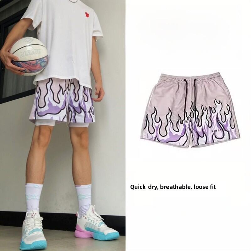 Summer Thin American Style Loose Basketball Shorts Men's Mesh Sporty Thigh-Length Stars And Stripes Casual Youthwear