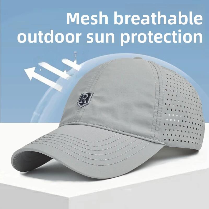 Men's Running Sports Hat Large Circumference Baseball Cap Quick Dry Mesh Summer Sun Hat Shade Sun Protection Duckbill Cap