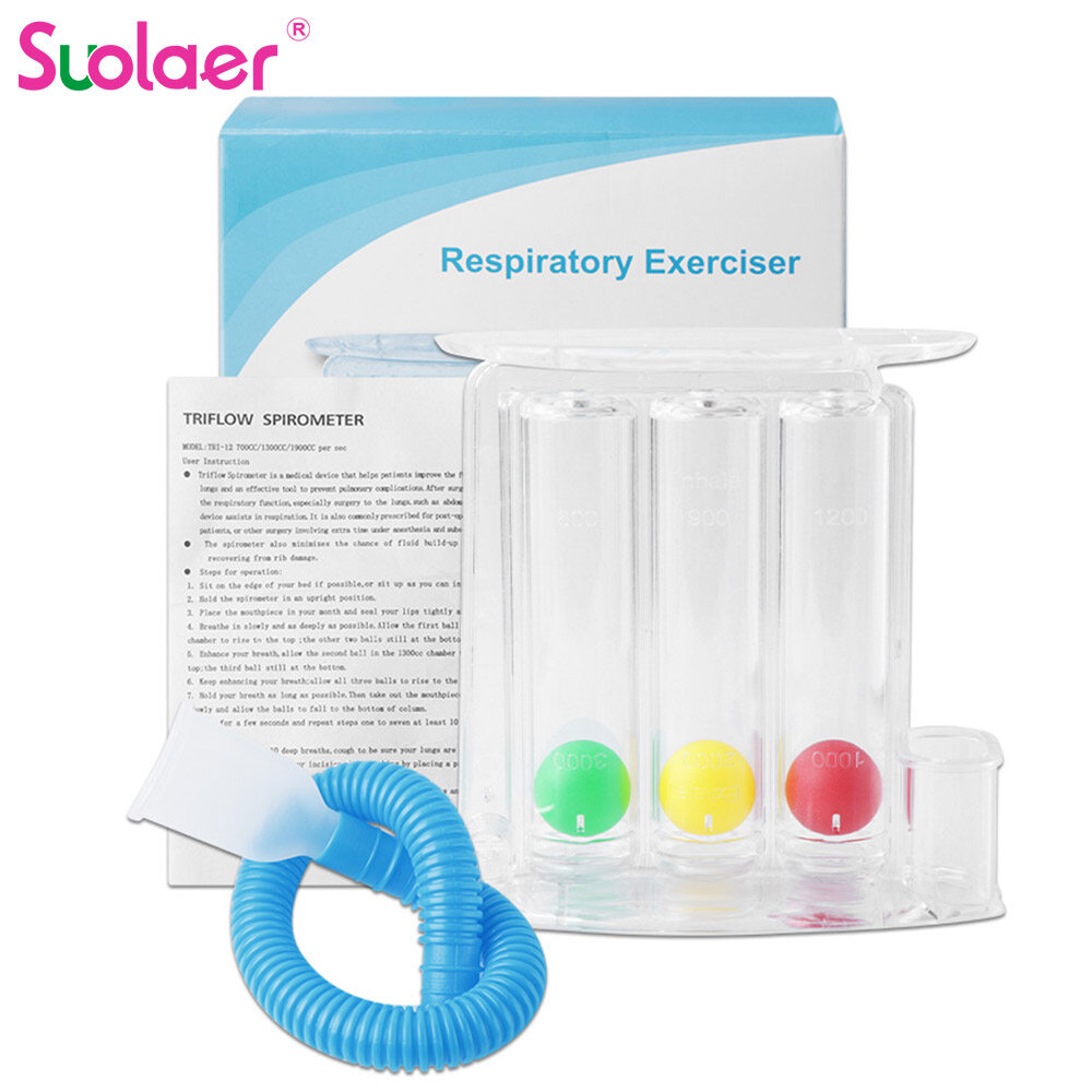 Suolaer Lung Function Breathing Exerciser 3 Balls Breathing Trainer Vital Capacity Lung Function Improvement Rehabilitation Equipment