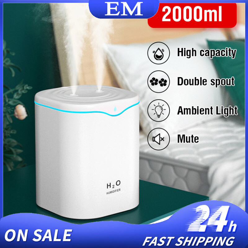 2000ML Air Humidifier Diffuser Cool Mist Humidifier humidifier for room With 7 Colors LED Lights And Waterless Auto Shut-off for Home Office Yoga Spa Baby Diffuser Ultrasonic Diffusers Best Seller Air