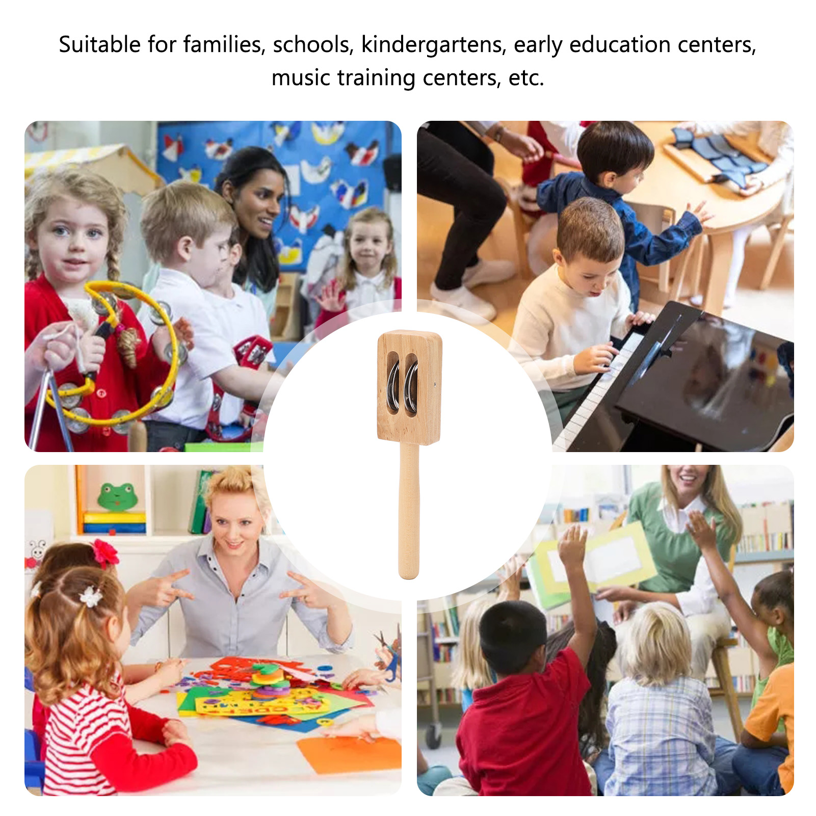 Jingle Stick Shaker Solid Wood Jingle Stick Improve Coordination for Home