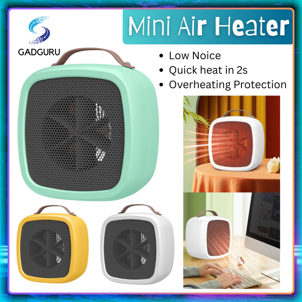 Gadguru 500W Mini Electric Portable Heater Fan Fast Heating Desktop Warmer with Handle Low Noise Warm Air Blower for Home Bedroom Office 