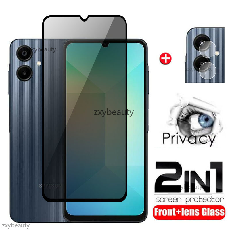 2in1 Privacy Tempered Glass For Samsung Galaxy A06 A05 A04 5G 2024 Screen Protector Full Cover Camera Lens For SamsungA06 A04E SamsungA05 SamsungA04 4G Lens Film Class