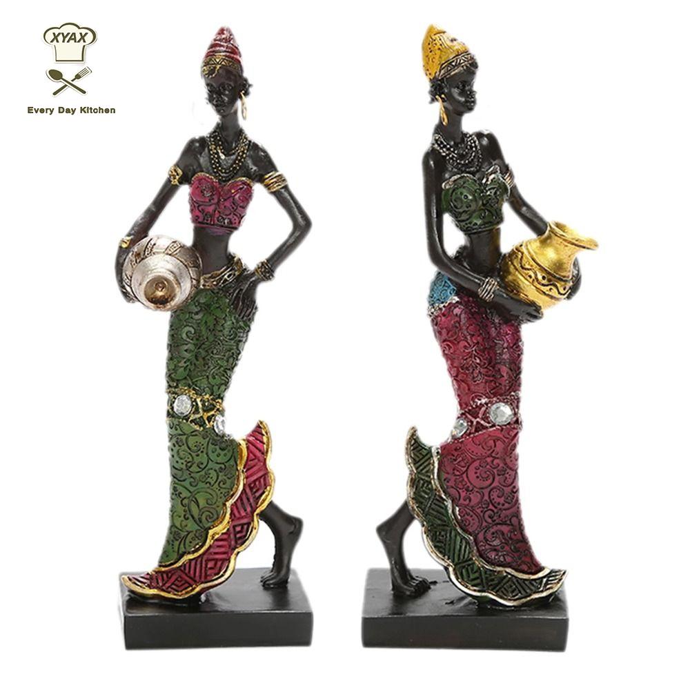 XYAX(XUNJIE) Multipurpose Exquisite Handicraft Home Decoration Easy to Use Cabinet Decor Desktop Ornament Resin Crafts Tribal Lady Figurines African Statue