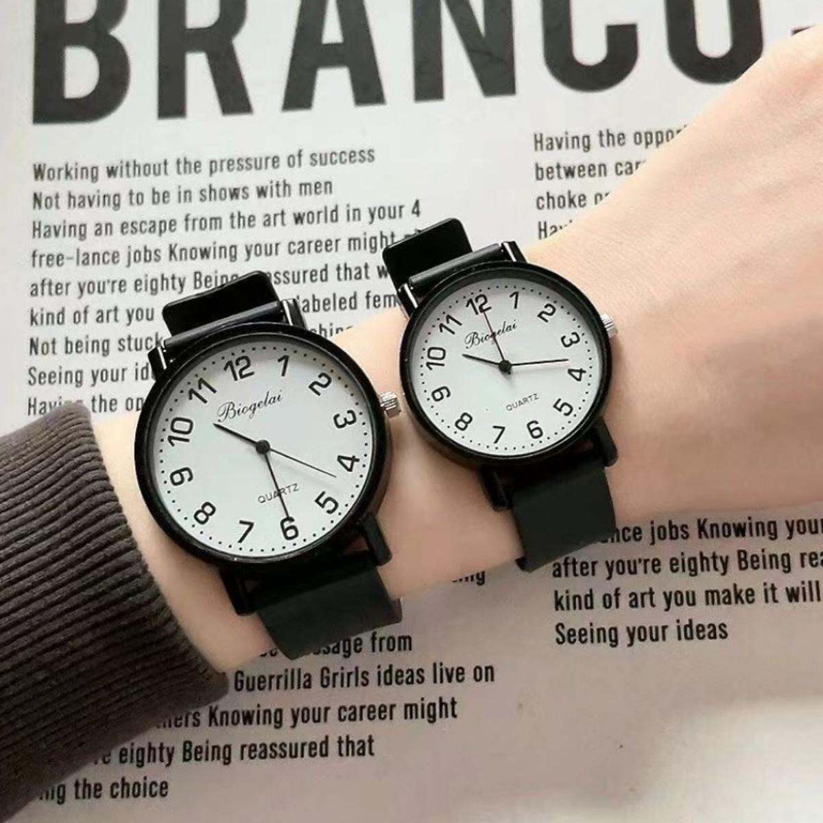 Silent Quartz Watch for Public Service Exam Men Women Students Leather Strap No Sound Government Job Specialty Watch Rubber Band